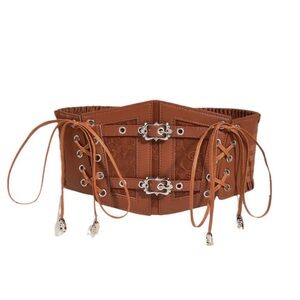 Women's Elastic Corset Belt Sides Lace-up Underbust Wide Costume Belt new